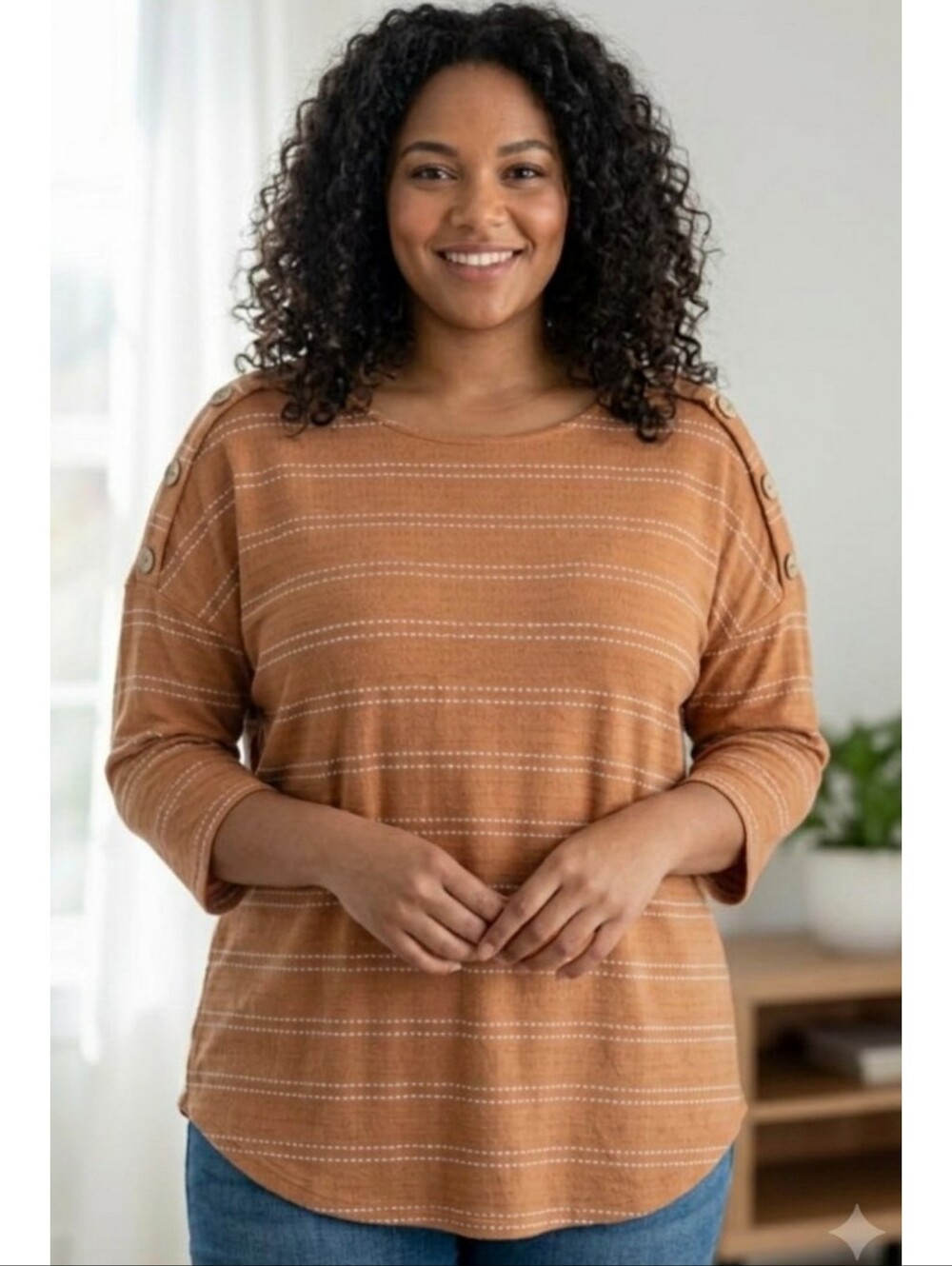 Above And Beyond Terracotta Striped Top Size 2X